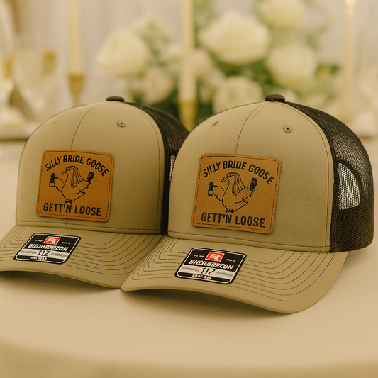 Wedding Trucker Hat – Gett’n Loose Goose Design, Personalized Bride Hat for Wild Bachelorette Weekend VHA163