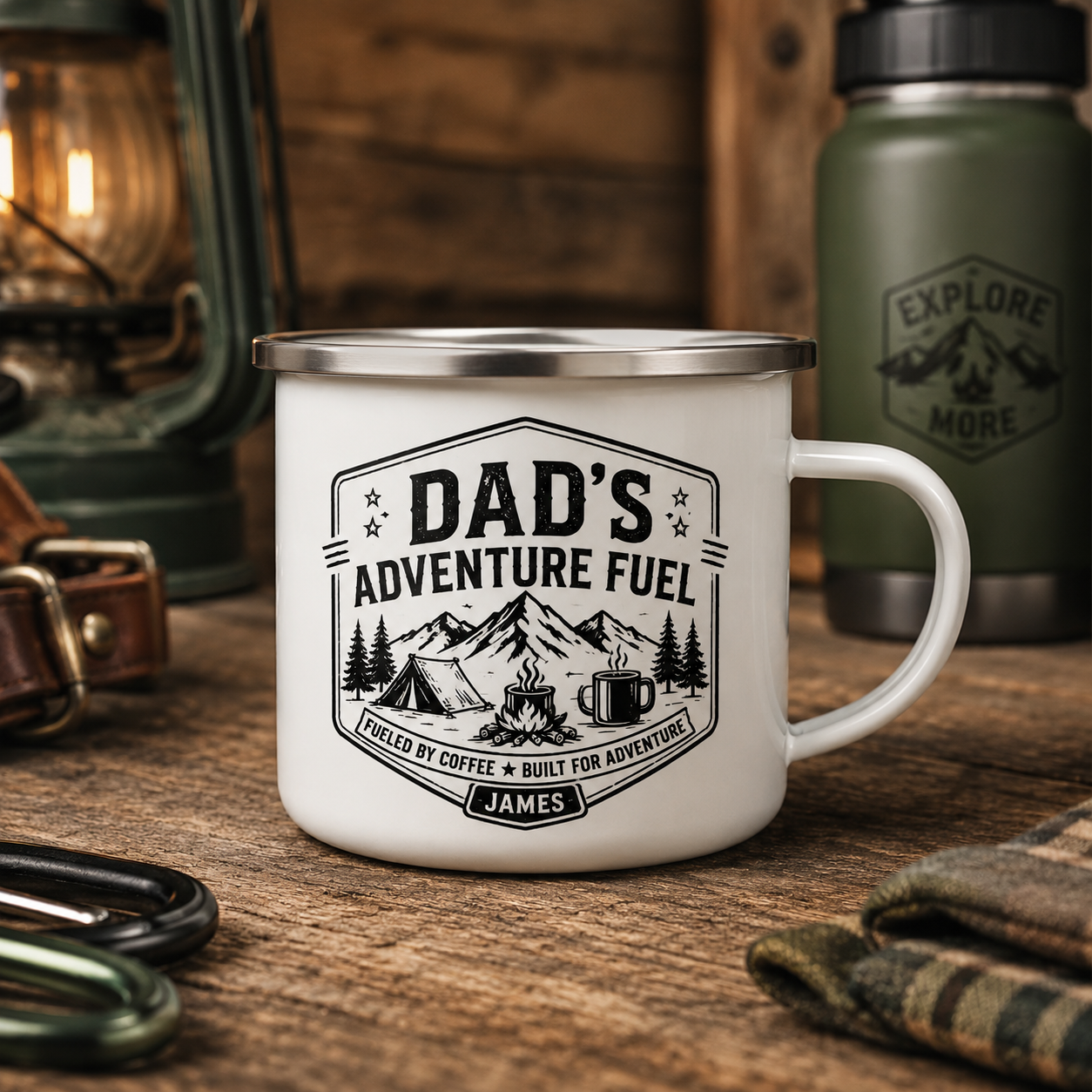 Personalized Dad Camp Mug 12oz, Custom Dad Enamel Cup, Gift For Dad TOM99