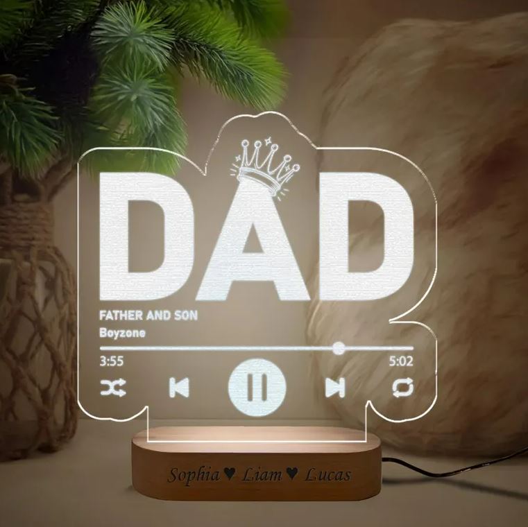 Personalized Dad Night Light | Fathers Day Gift | Bedroom Night Light