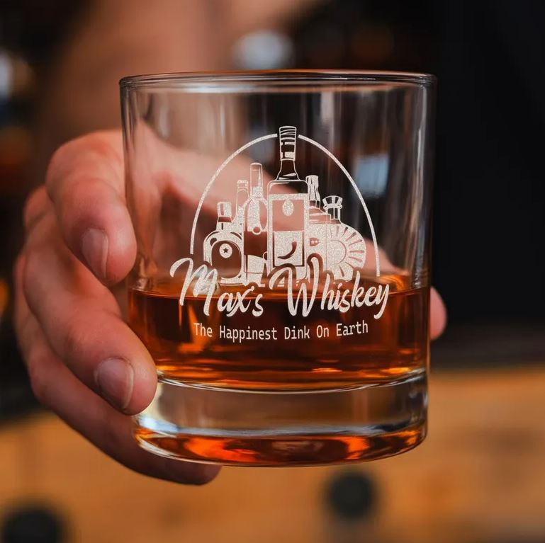 Personalized Custom Name The Happiest Drink On Earth Engraved Whiskey Glass | Gift For Friend | Gift Idea For Friend