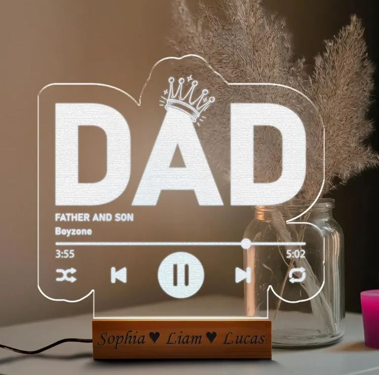 Personalized Dad Night Light | Fathers Day Gift | Bedroom Night Light