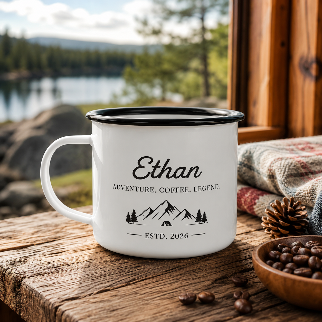 Personalized Dad Camp Mug 12oz, Custom Dad Enamel Cup, Gift For Dad TOM99