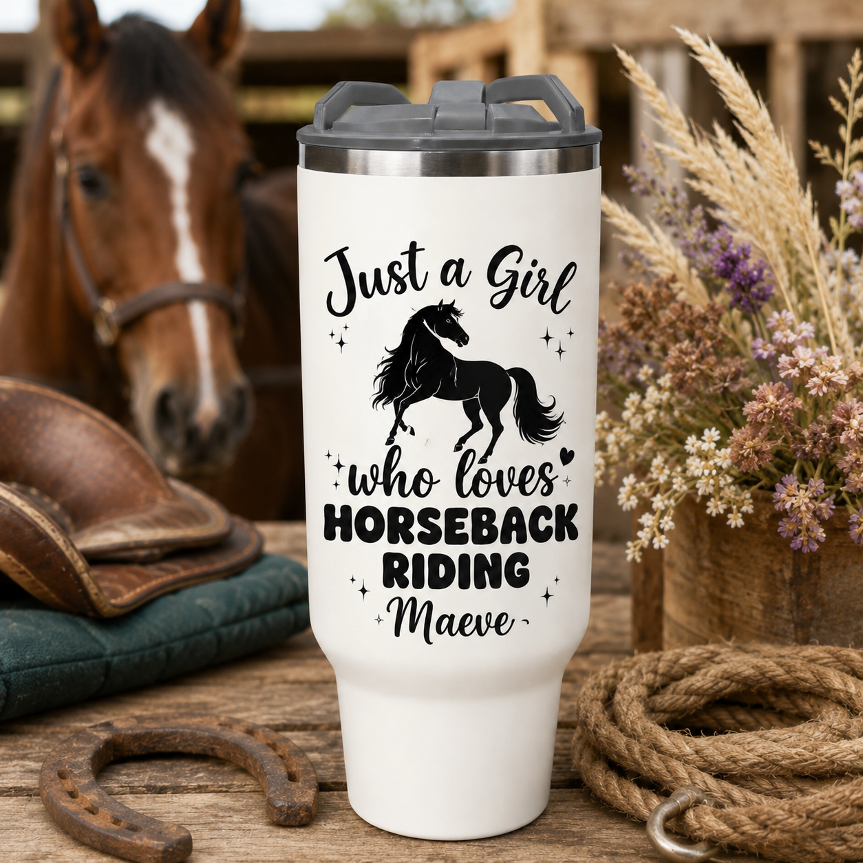 Custom Photo Girl Horse 30oz Tumbler | Gift For Horse Lovers | Pet Lover Gifts TOM99