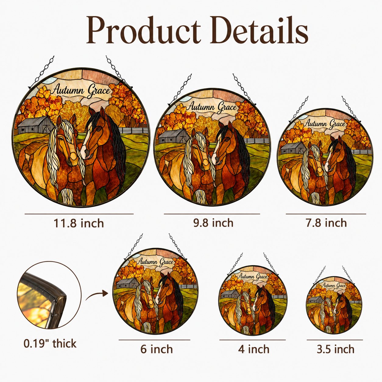 Custom Photo My Horse Stained Glass Suncatcher – Personalized Horse Lover Gifts | Gift For Horse Lover TOM99