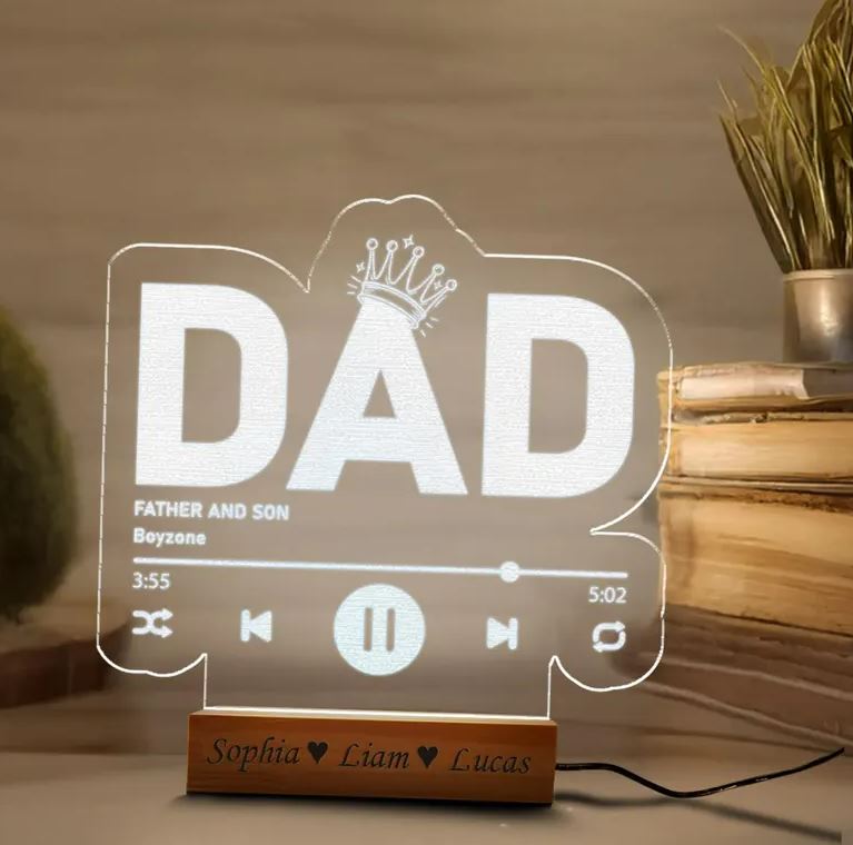Personalized Dad Night Light | Fathers Day Gift | Bedroom Night Light
