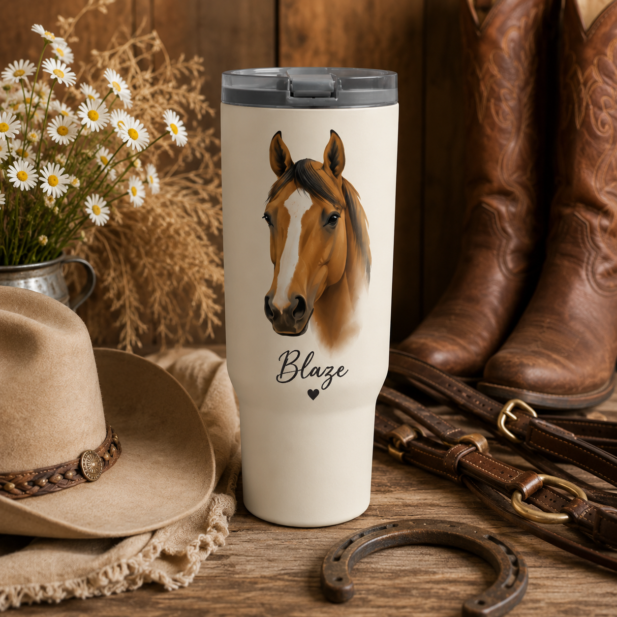 Custom Photo Horse 30oz Tumbler | Gift For Horse Lovers | Pet Lover Gifts TOM99