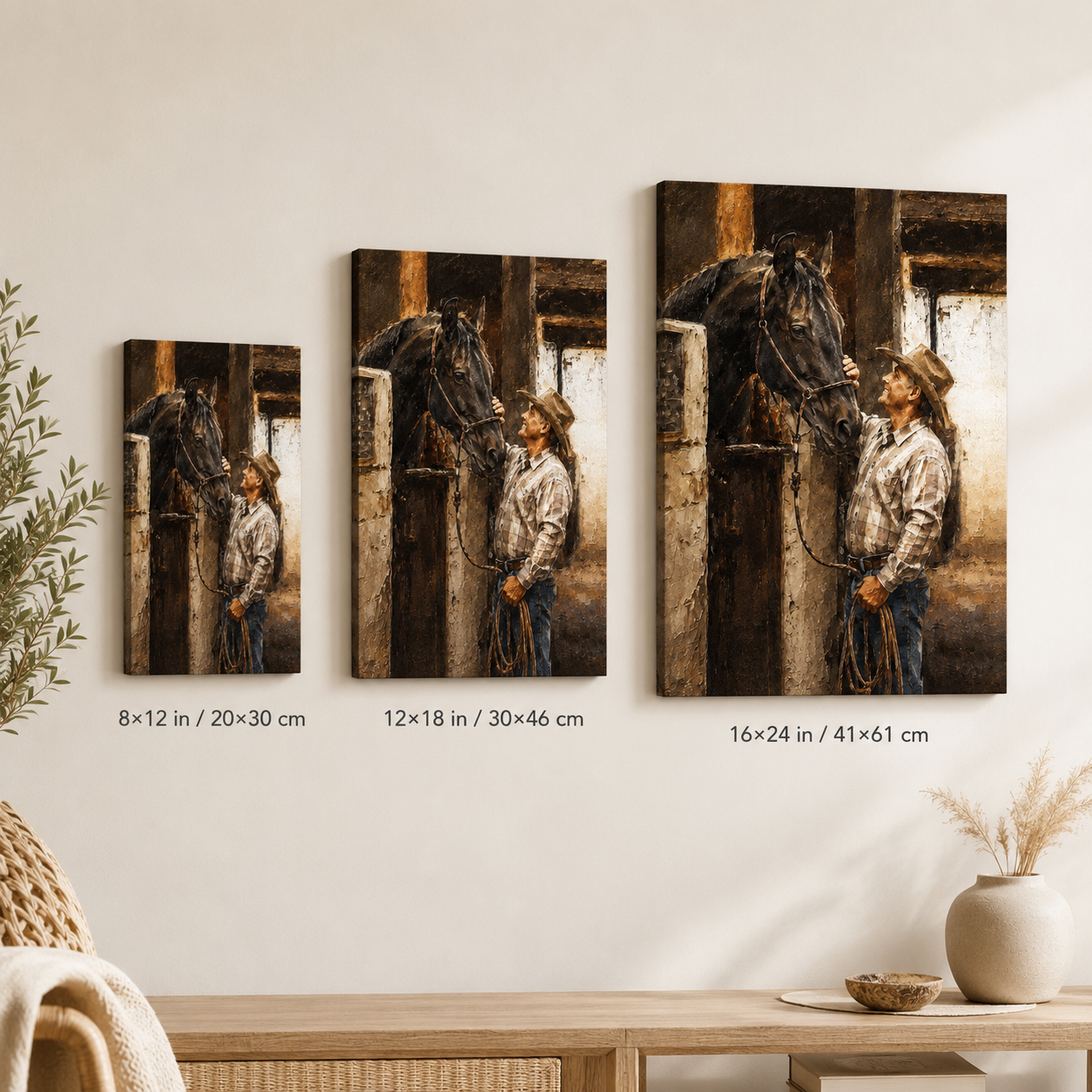 Custom Photo My Horse Wall Art Canvas | Personalized Horse Photo Canvas | Gift For Horse Lovers TOM99