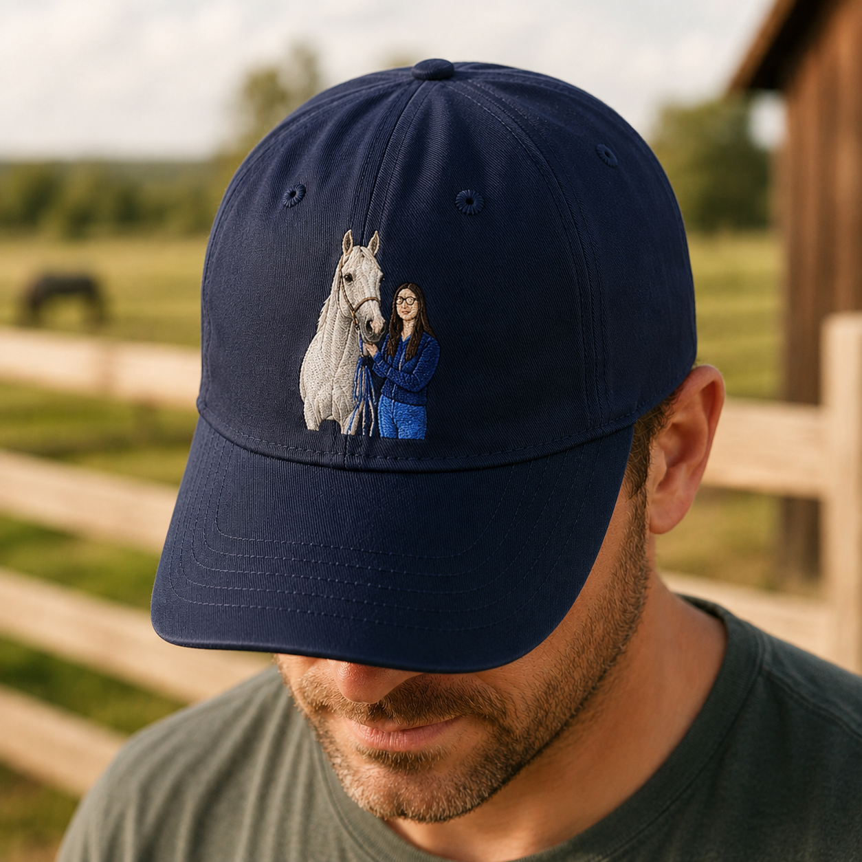 Custom Photo Horse Embroidered Hat | Gift For Horse Lover Pa99