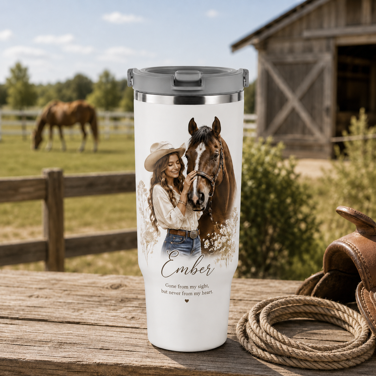 Custom Photo Girl Horse 30oz Tumbler | Gift For Horse Lovers | Pet Lover Gifts TOM99