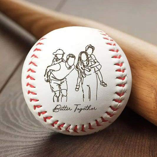 Personalized Family Portrait Gift | Custom Photo Engraved Baseball | Best Gift For Family