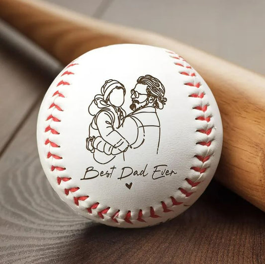 Personalized Dad and Kid Portrait Gift | Custom Baseball Gift For Dad | Father's Day Gift