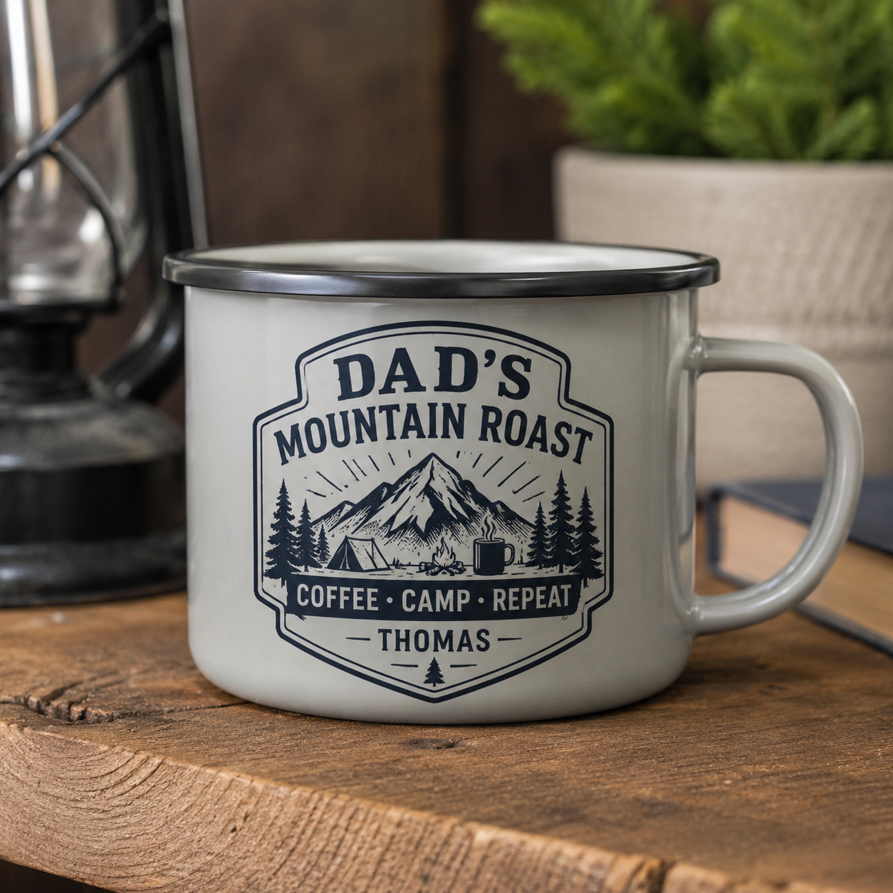 Personalized Dad Brew Camp Mug 12oz, Custom Dad Enamel Cup, Gift For Dad TOM99