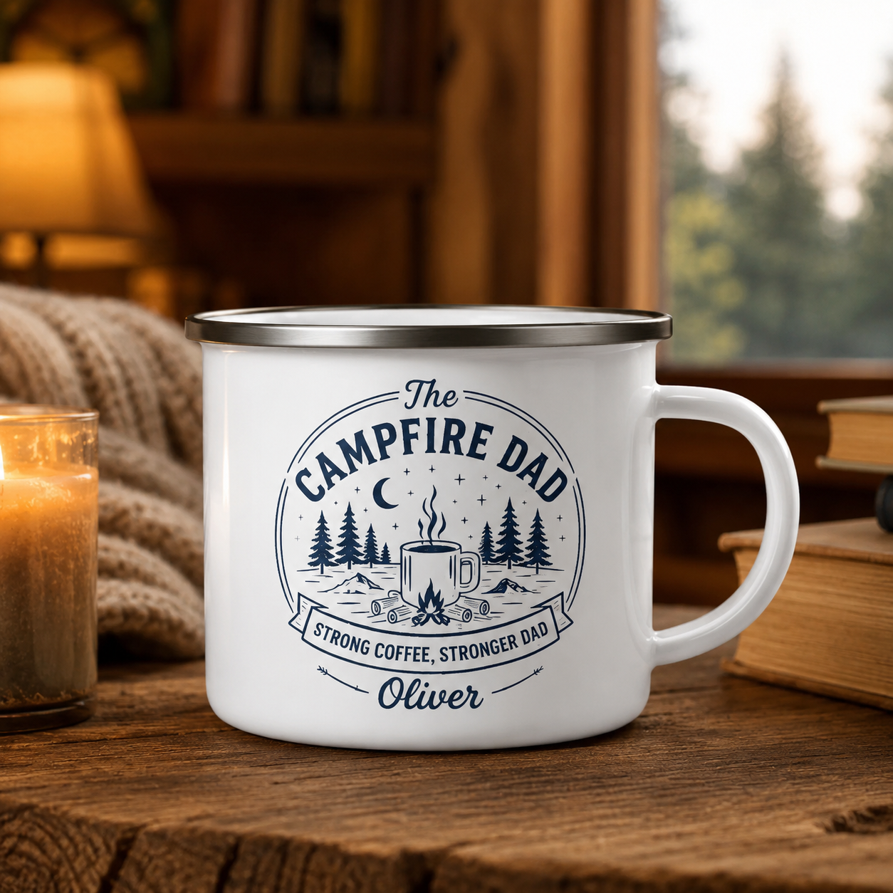 Personalized Dad Brew Camp Mug 12oz, Custom Dad Enamel Cup, Gift For Dad TOM99