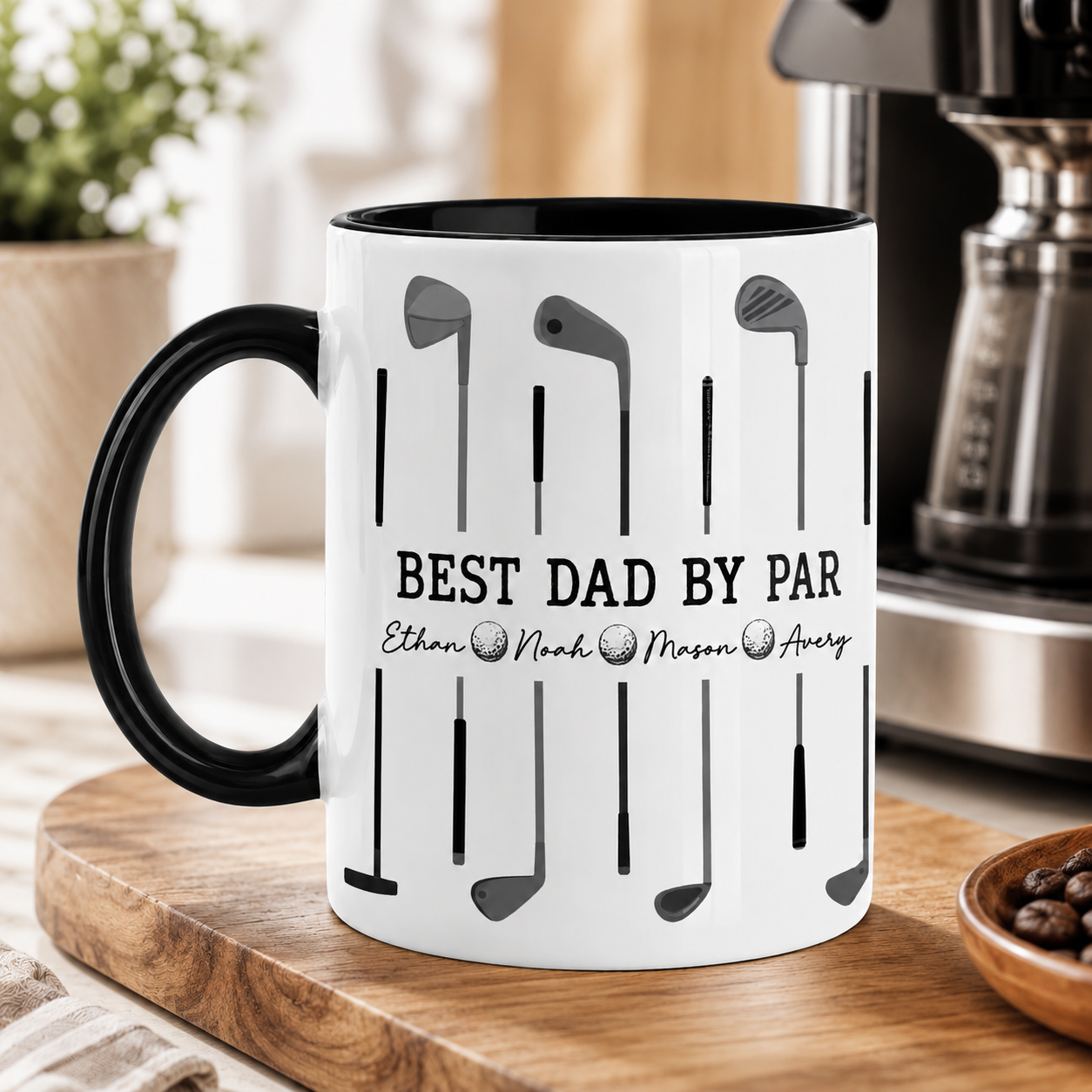 Custom Best Dad By Par Golf Mug, Personalized Mug For Husband Dad Grandfather TOM99