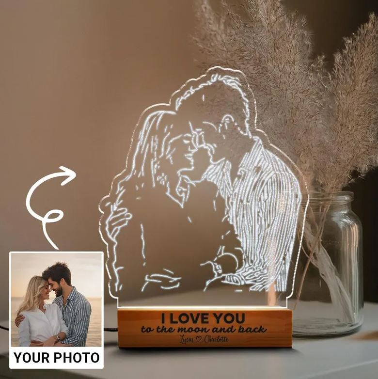 Custom Couple Photo Night Light | Romantic Gift For Couple | Anniversary Gifts