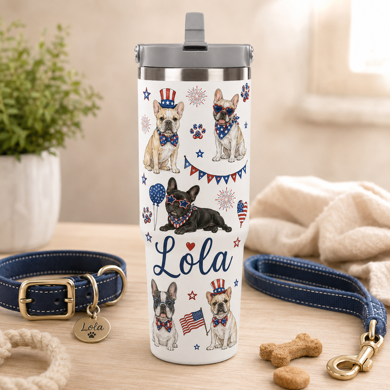 Custom Photo 250th Anniversary USA Dog 30oz Tumbler | Gift For Dog Lovers | Pet Lover Gifts TOM99