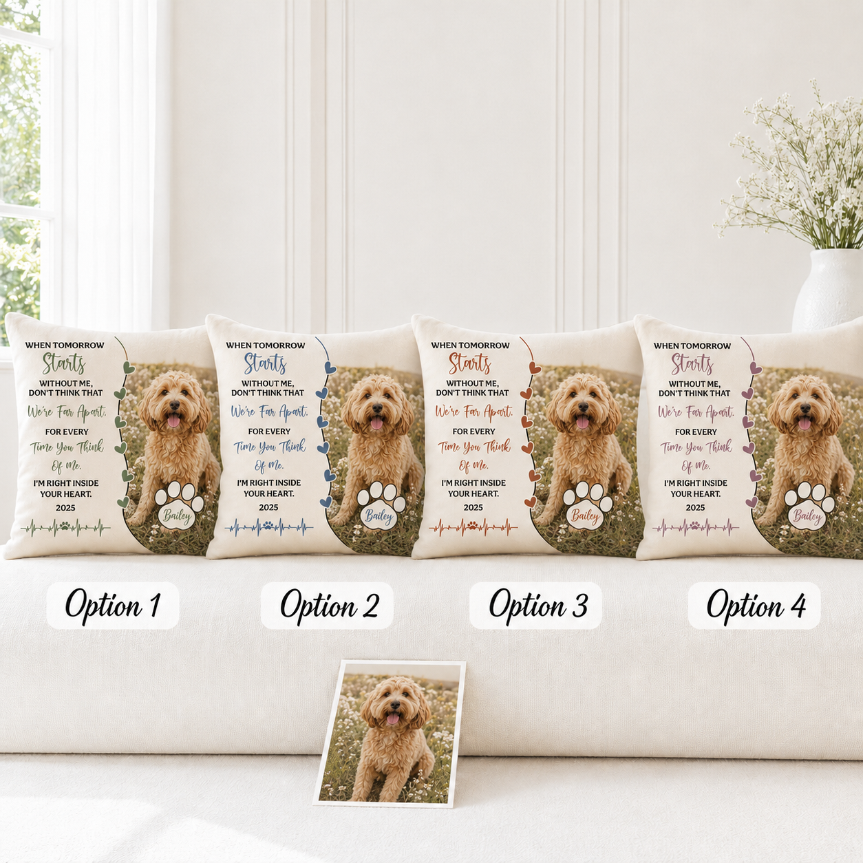 Custom Photo Dog Memories In My Heart Pillow | Gift For Dog Lovers | Personalized Dog Decor TOM99