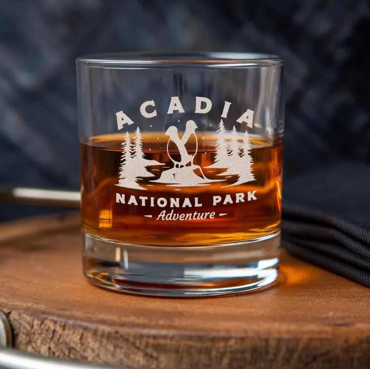 Acadia National Park Whiskey Glass | National Park Lovers Engraved Whiskey Glass | Gift For Friend