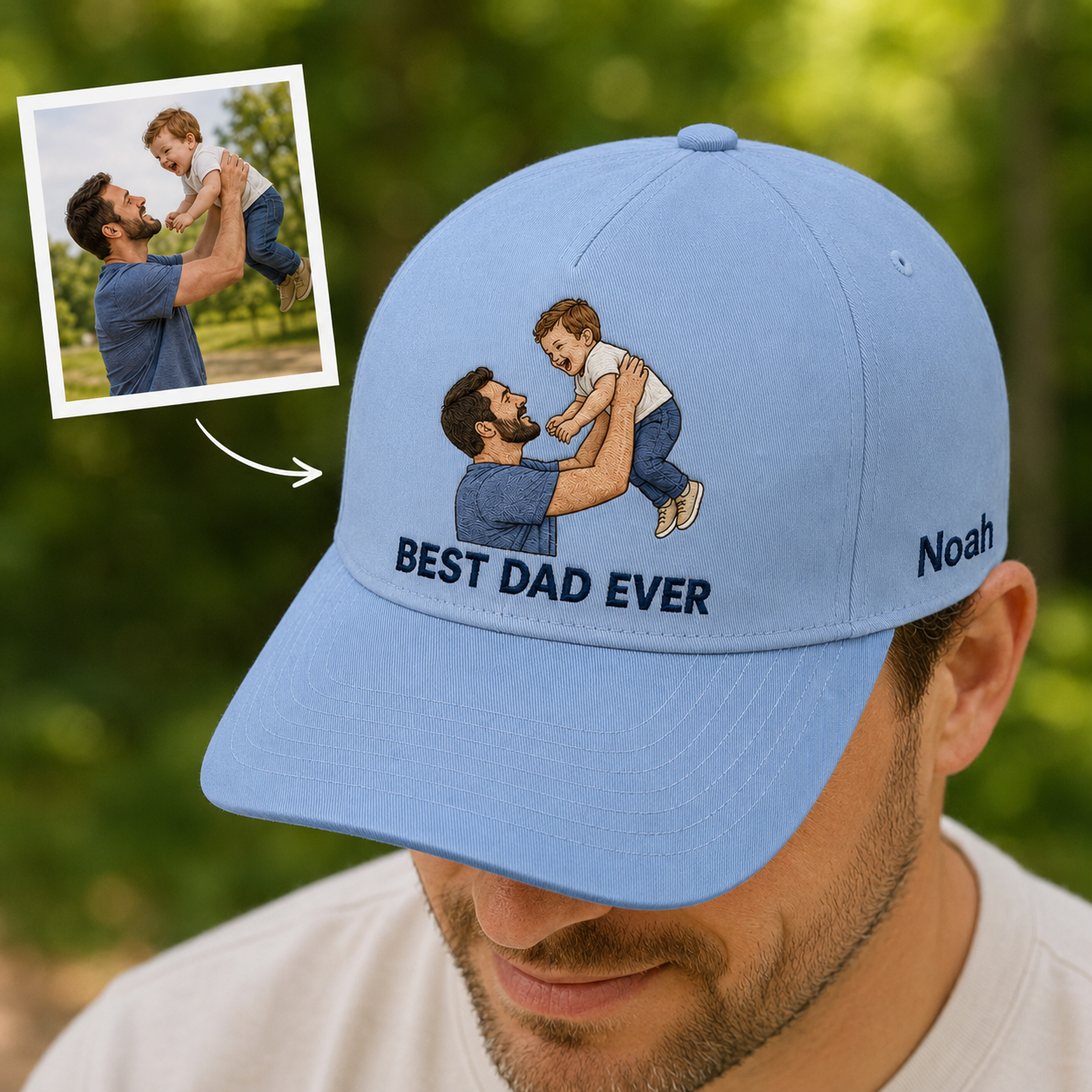 Custom Photo Dad Embroidered Hat, Personalized Cap, Custom Portrait Dad Hat, Father’s Day Gift THUC99