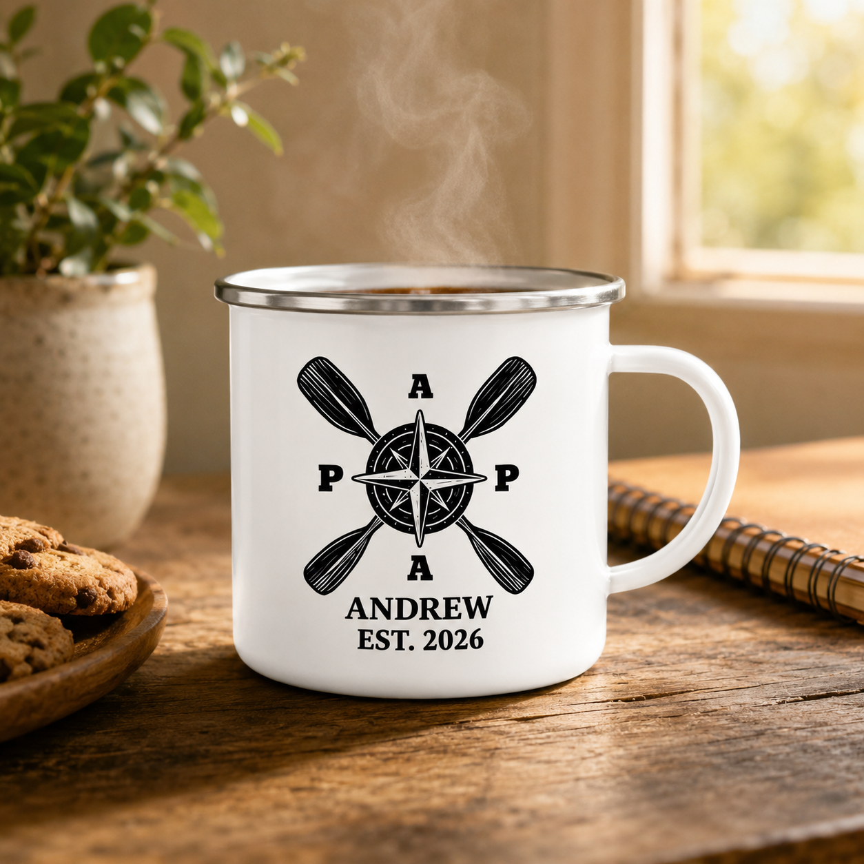 Personalized Dad Fishing Camp Mug 12oz, Custom Dad Enamel Cup, Gift For Dad TOM99