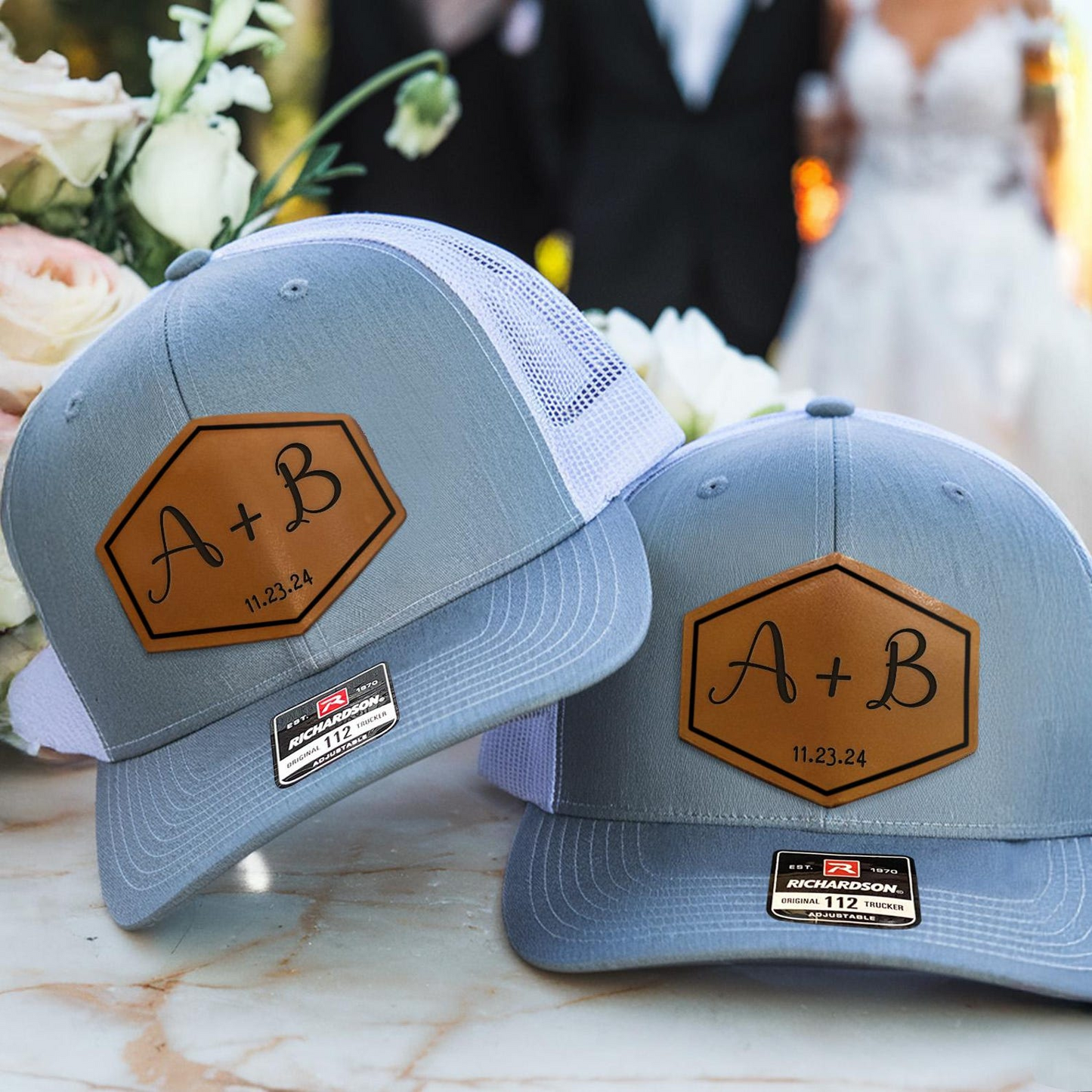 Personalized Wedding Hat | Leather Patch Hat | Custom Wedding Party Hat | Gift Idea For Couple