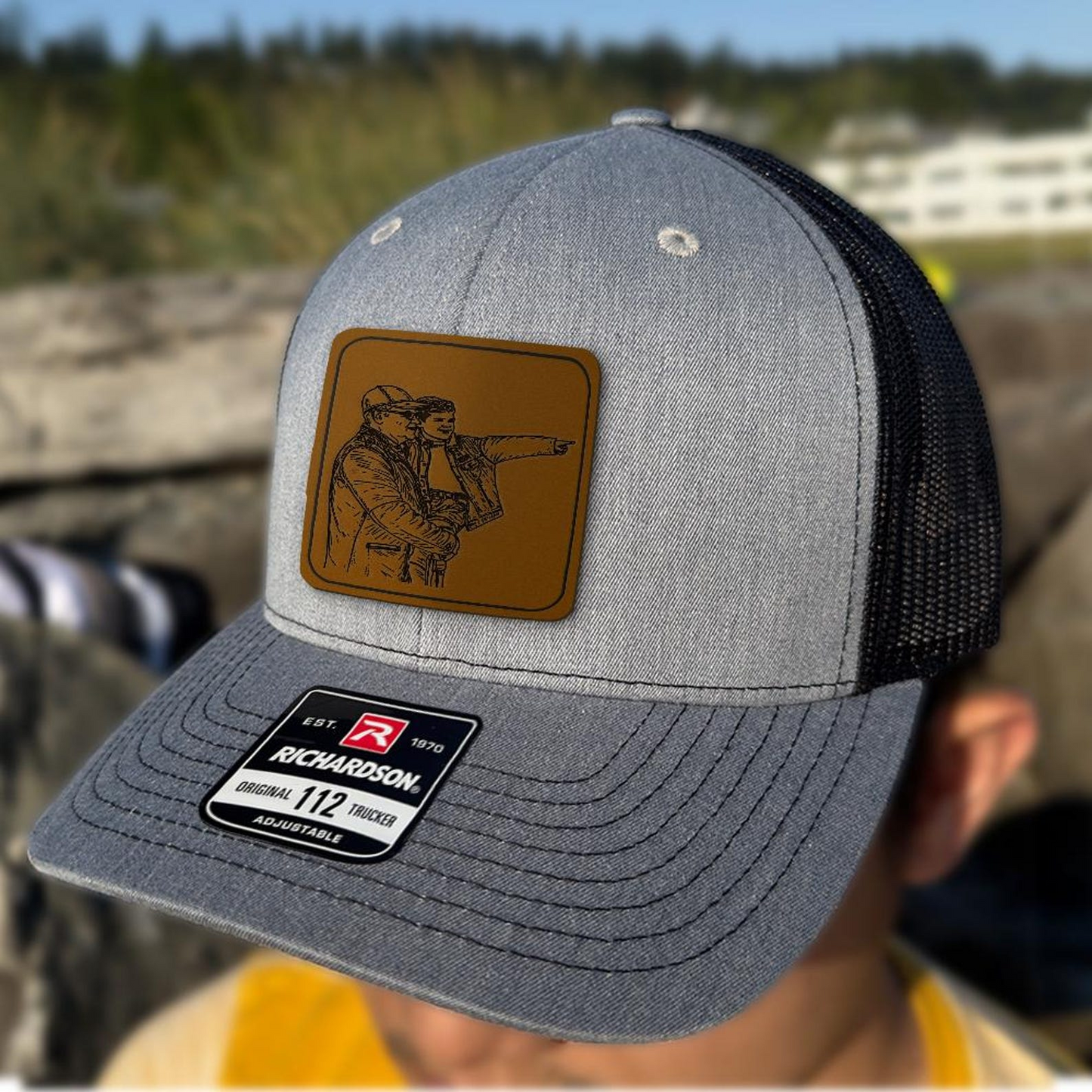 Custom Photo Dad Trucker Hat | Leather Patch Hat | Gift Idea For Dad TNB164