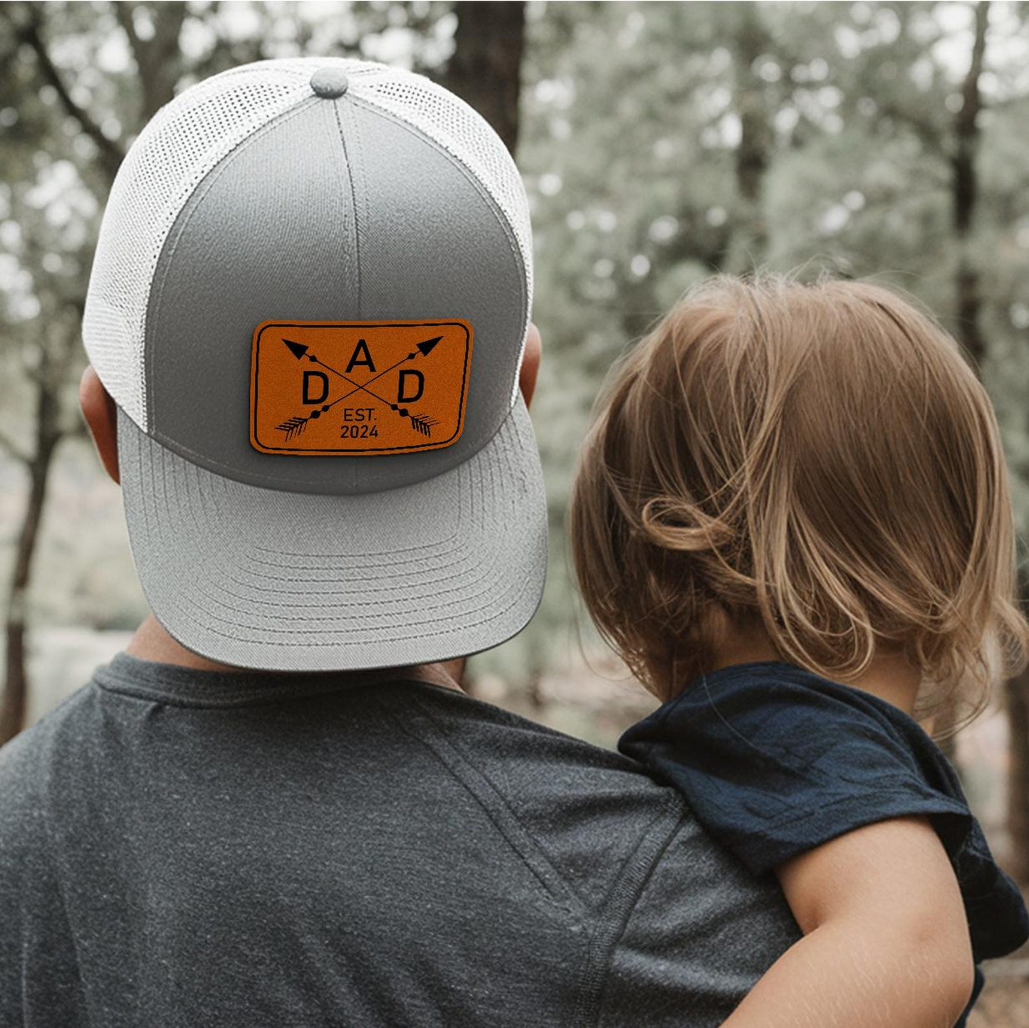 Personalized Dad Trucker Hat | Custom Year Leather Patch Hat | Gift Idea For Dad