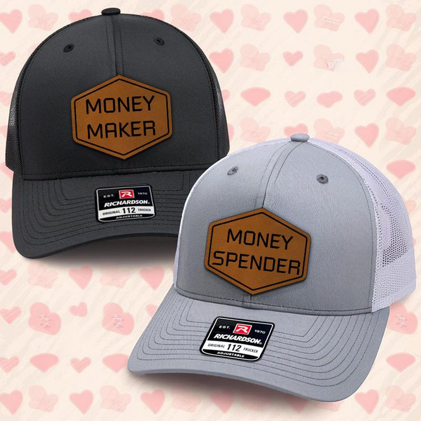 Money Maker Money Spender Trucker Hat | Leather Patch Hat | Gift Idea For Couple