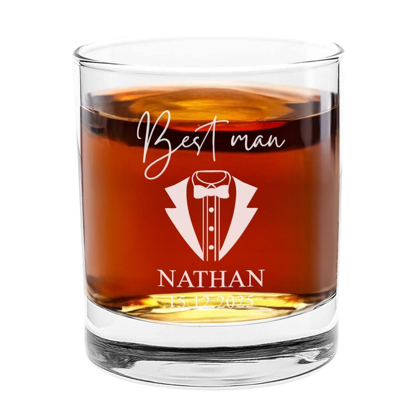 Personalized Custom Name Best Man Whiskey Glass And Decanter Set | Best Gift For Dad | Engraved Whiskey Glass and Decanter