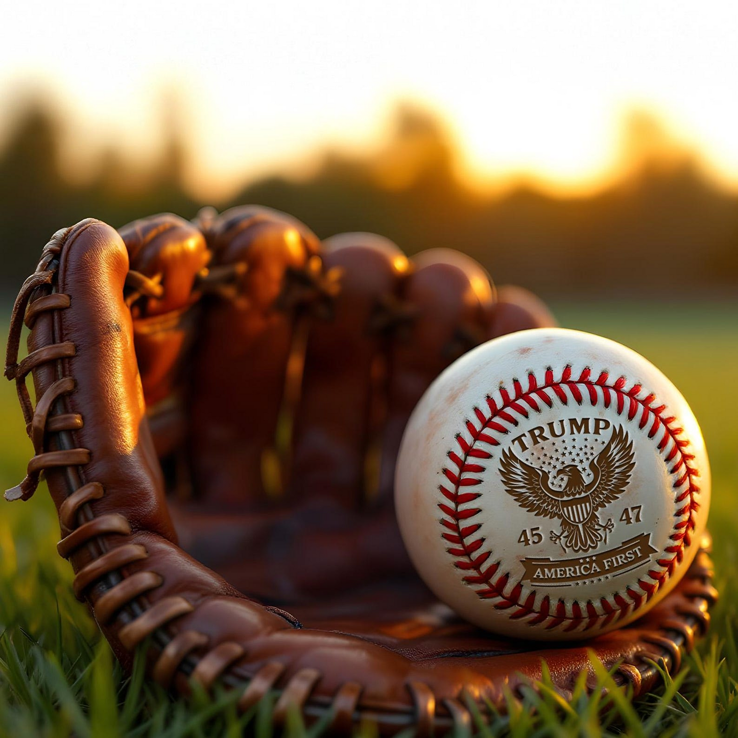 Trump 45 47 America First Engraved Baseball | Trump Baseball Ball | Patriotic Gift For Trump Supporters
