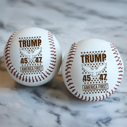 Trump 45 47 Engraved Baseball | America First Baseball Ball | Patriotic Gift For Trump Supporters