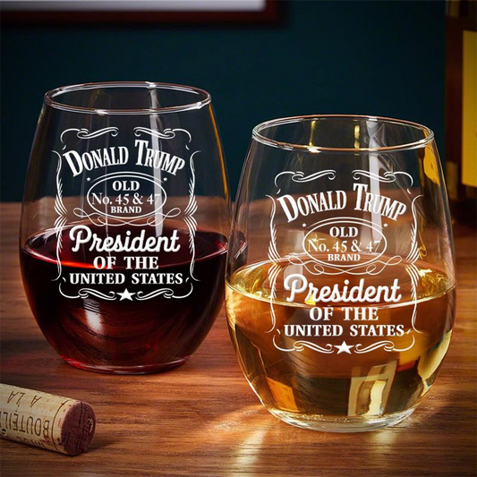 Donald Trump Steamless Wine Glass | Trump Wine Glass | Engraved Wine Glass