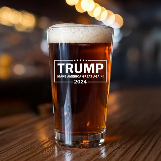 Trump Make America Great Again Pint Glass | Trump 2024 Pint Glass | Patriotic Gift Engraved Beer Glass