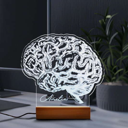 Custom Brain Night Led Light | Custom Name 3D Lamp | Gift For Doctor