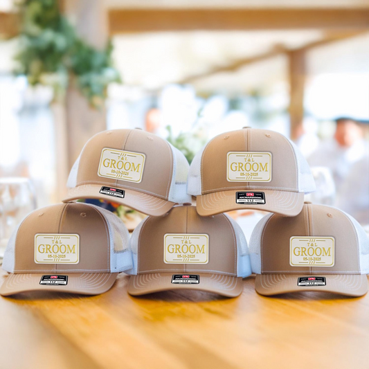 Custom Wedding Hat For Groom Set | Trucker Hat Set | Personalized Groom Hat