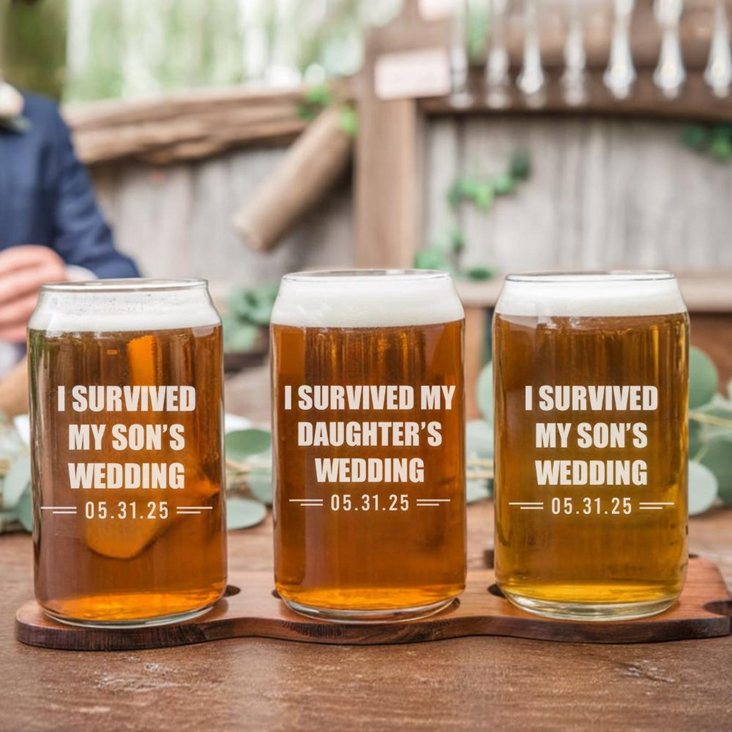 Personalized I Survived My Daughter’s Wedding Beer Can Glass | Custom Wedding Glasses | Funny Father Of The Bride Gift