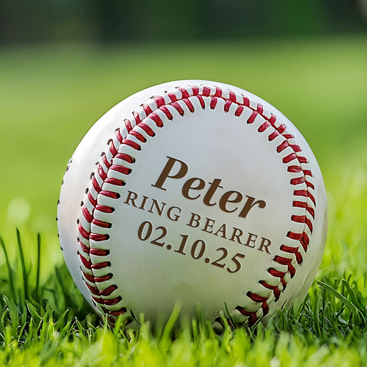 Ring Bearer Gift | Personalized Laser Engraved Baseball | Junior Groomsman | Baseball Gift For Wedding