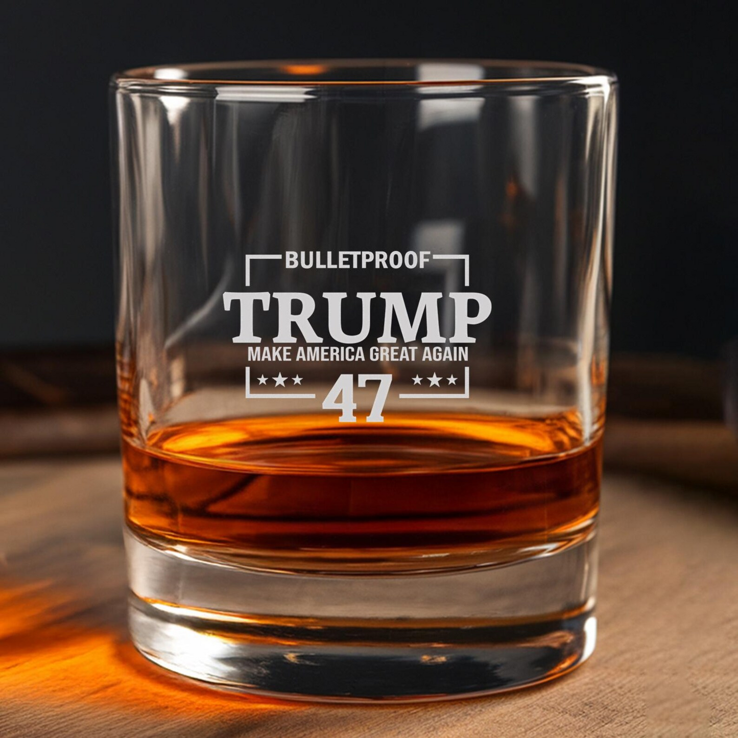 Trump Bulletproof Decanter & Whiskey Glass Set | Engraved Whiskey Decanter | Gift For Trump Supporters