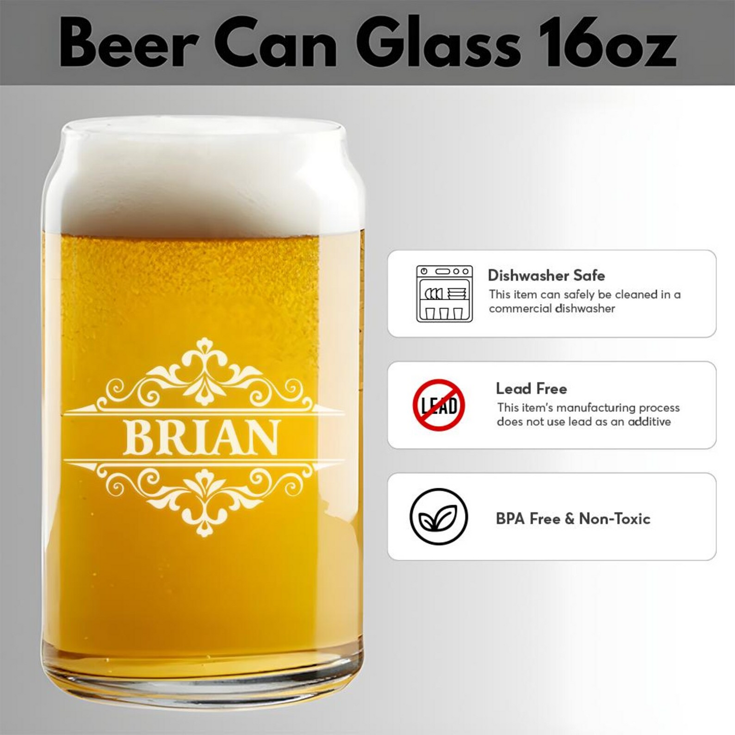 Personalized Beer Can Glass | Custom Name Wedding Glasses | Wedding Gift