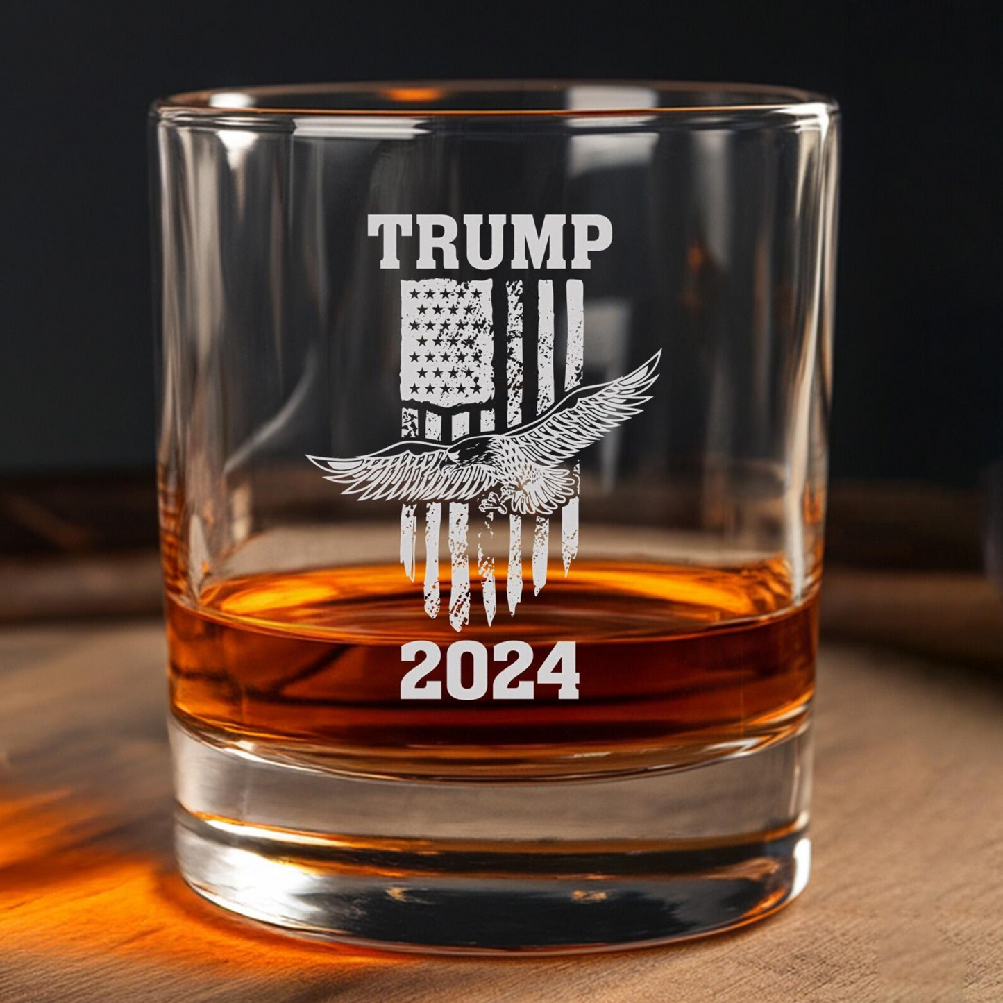 Trump 2024 Decanter & Whiskey Glass Set | Engraved Whiskey Decanter | Gift For Trump Supporters