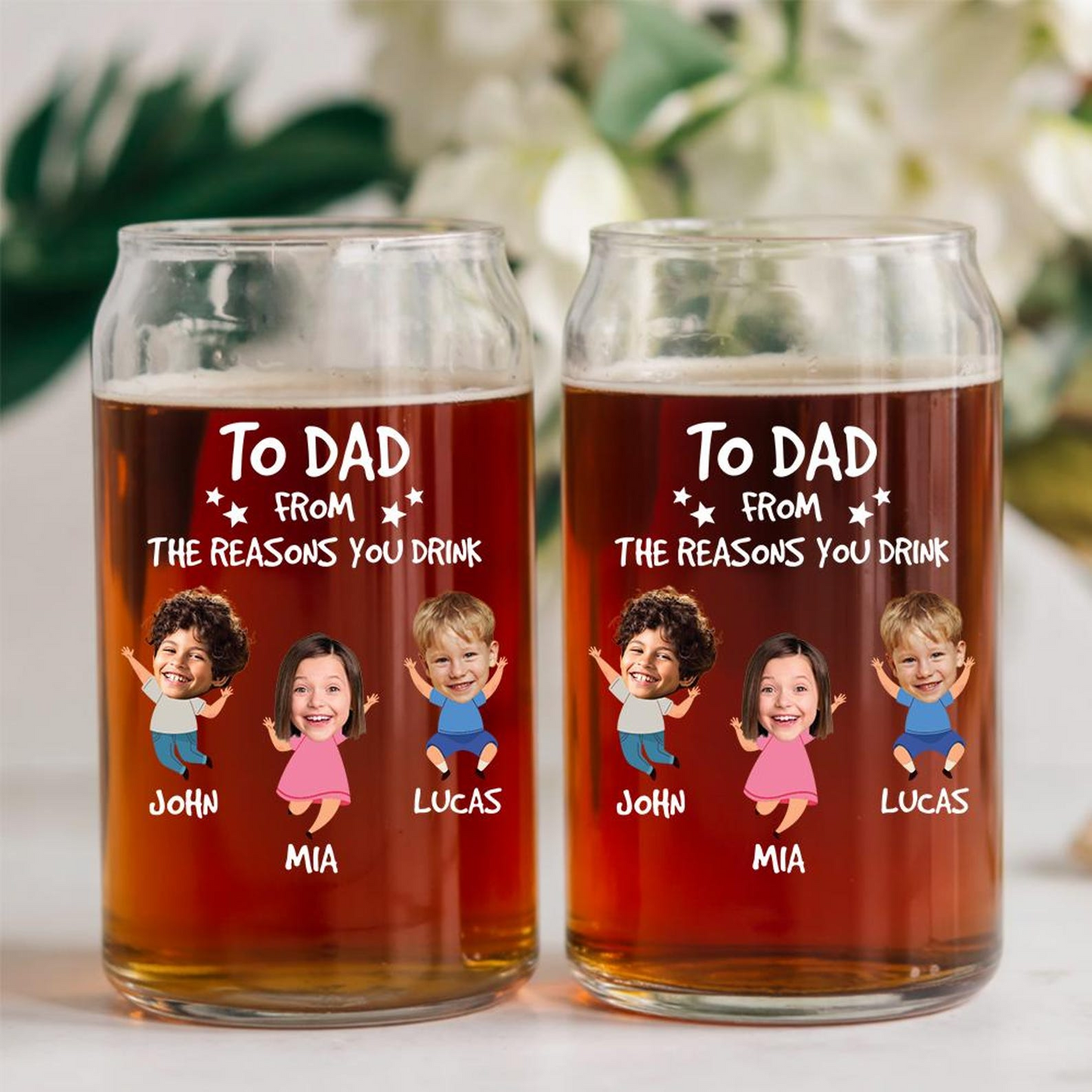 Personalized To Dad From The Reasons You Drink Beer Can Glass 16oz | Engraved Beer Can Glass | Gift For Dad