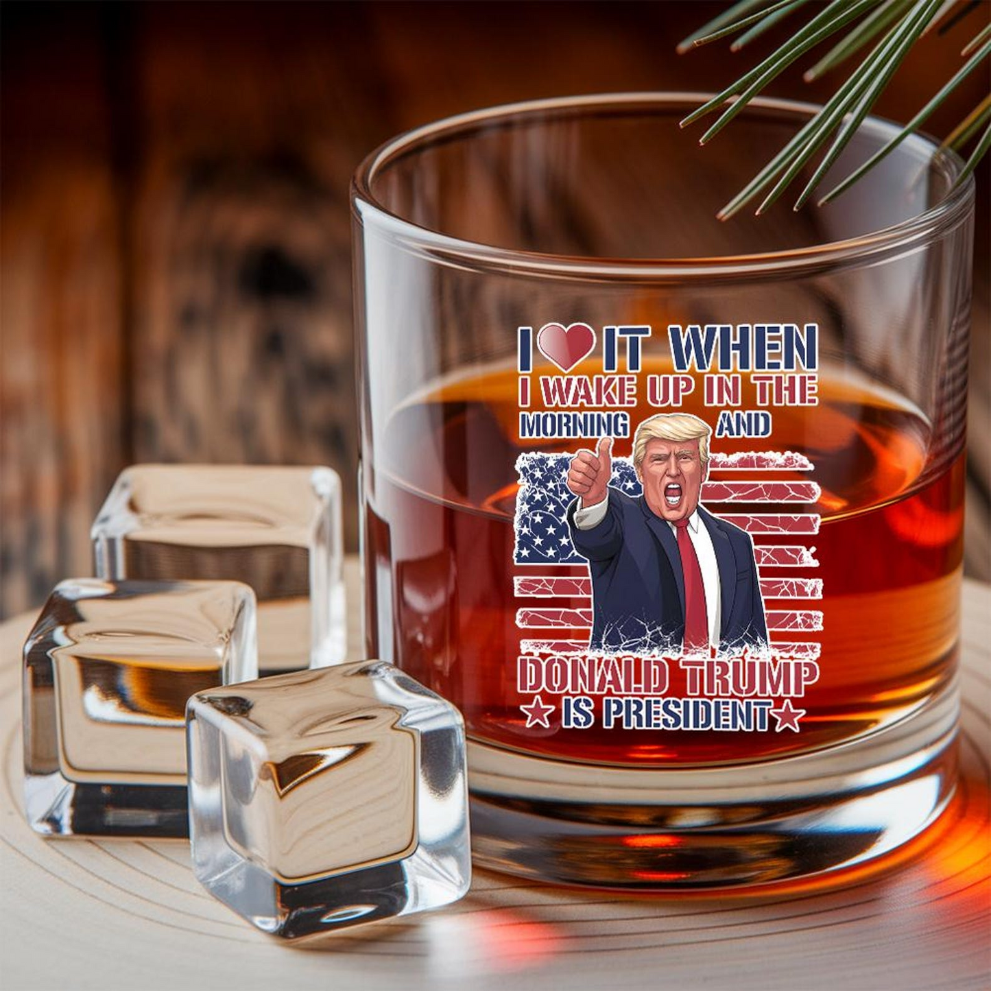 President Trump Decanter & Whiskey Glass Set | Patriotic Gift | Engraved Whiskey Decanter