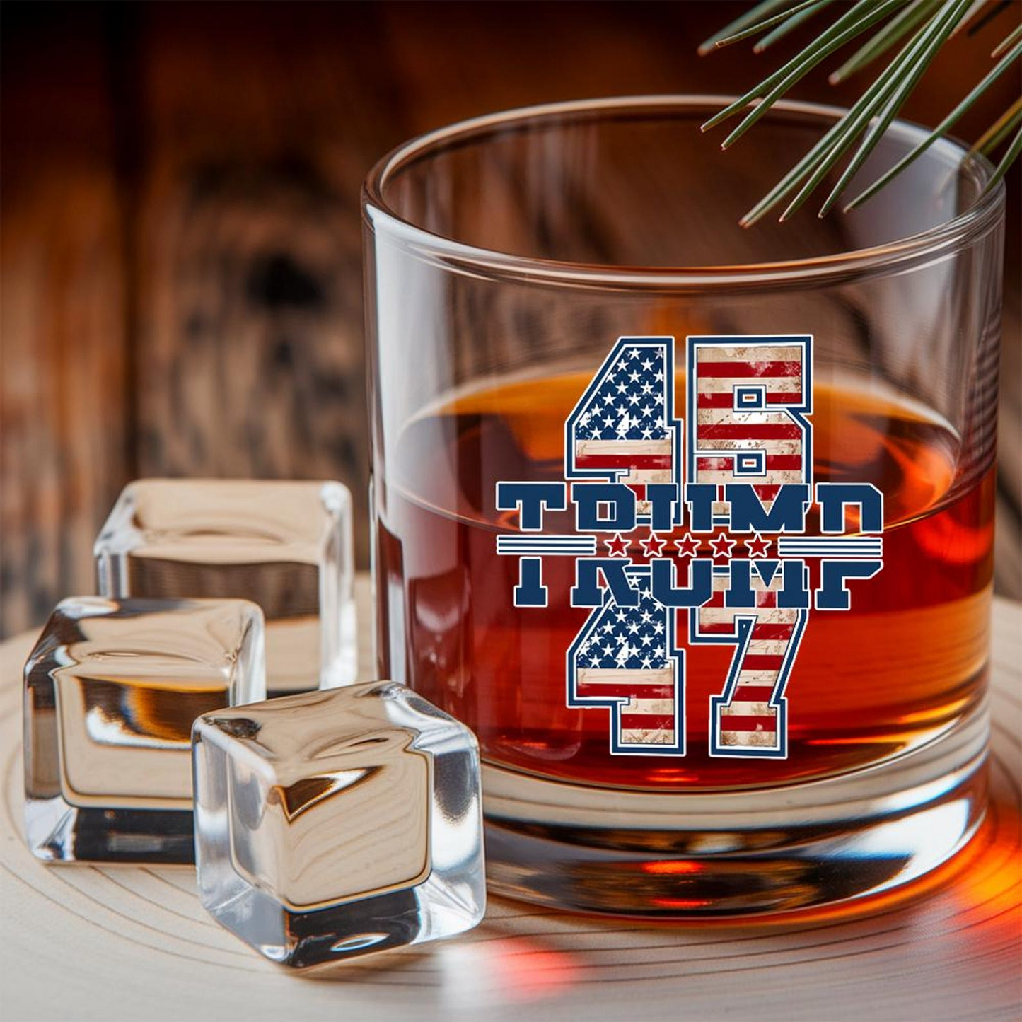 President Trump 45 47 Decanter & Whiskey Glass Set | Patriotic Gift | Engraved Whiskey Decanter