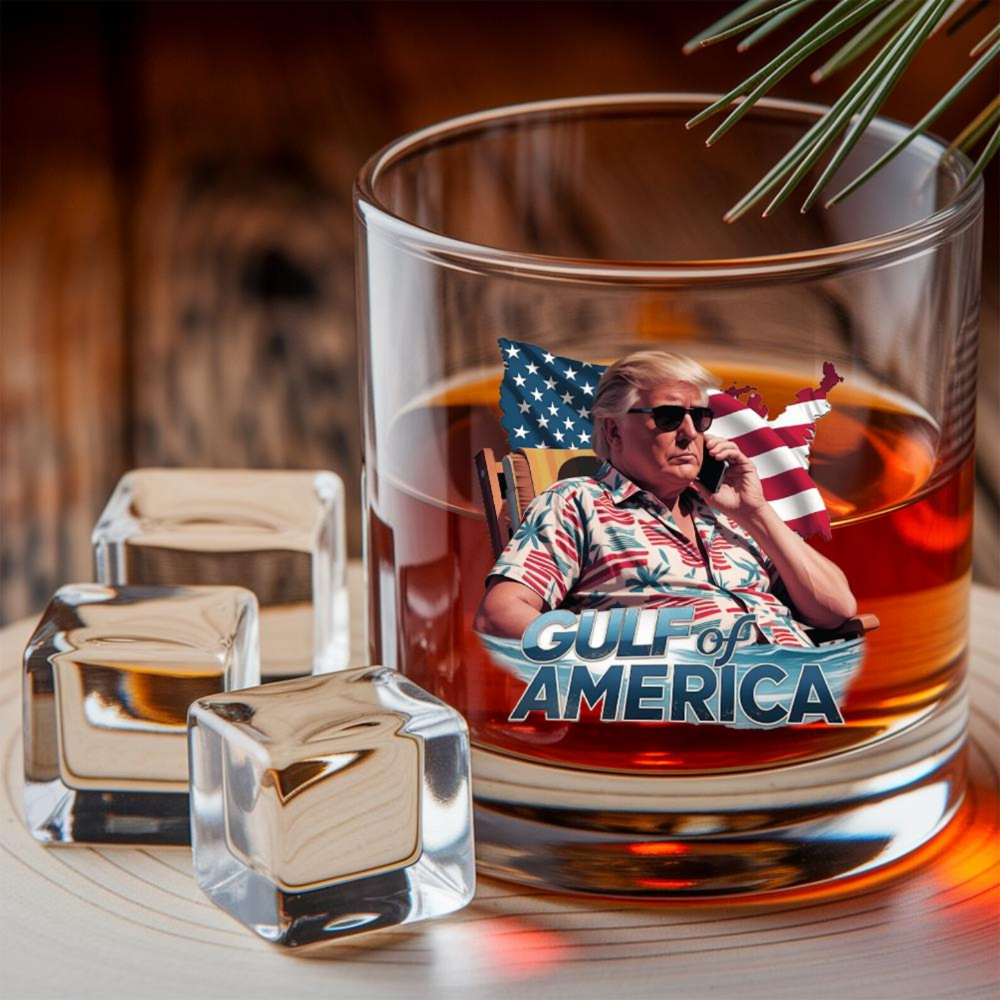 Donald Trump Gulf Of America Decanter & Whiskey Glass Set | Patriotic Gift | Engraved Whiskey Decanter