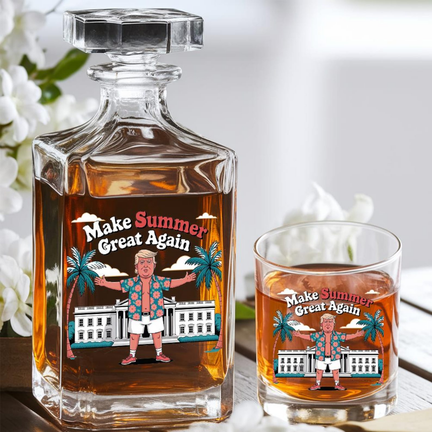 Make Summer Great Again Decanter & Whiskey Glass Set | Engraved Whiskey Decanter | Gift For Trump Supporters