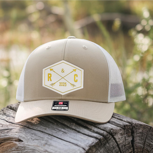 Custom Wedding Hat For Groom | Trucker Hat | Leather Patch Hat | Personalized Bride Groom Hat
