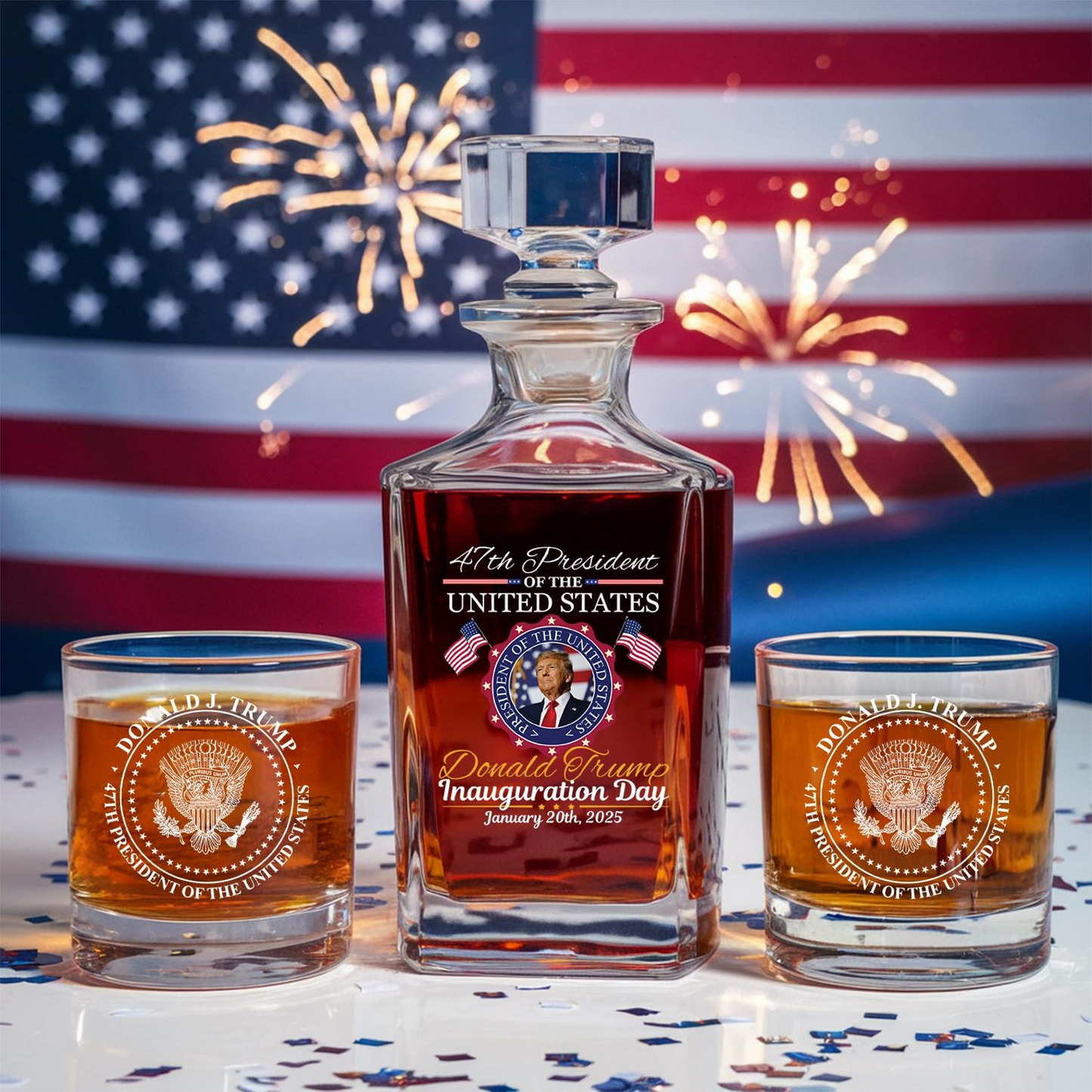 Ready For Inauguration Day In 2025 Decanter & Whiskey Glass Set | Patriotic Gift | Funny Engraved Whiskey Decanter