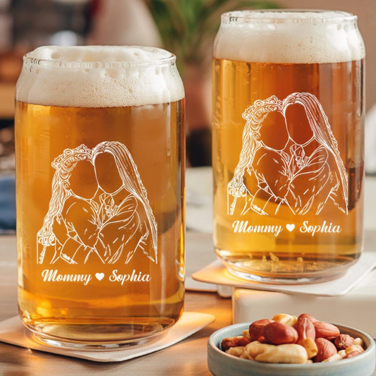 Personalized Name And Photo Beer Can Glass | Custom Beer Can Glass | Gift For Mother's Day