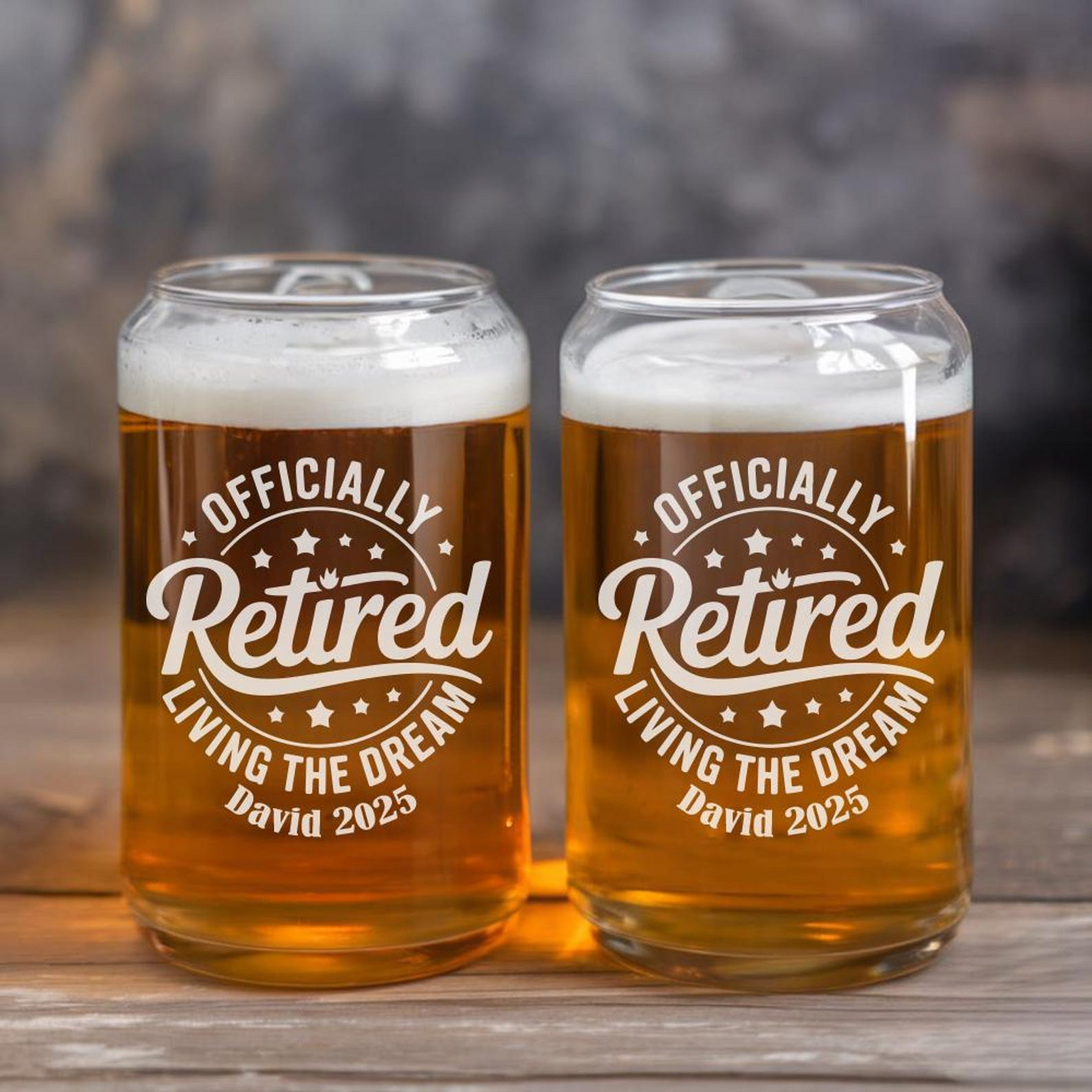 Personalized Officially Retired Living The Dream Beer Can Glass 16 Oz | Retirement Gift | Beer Can Glass For Retirees