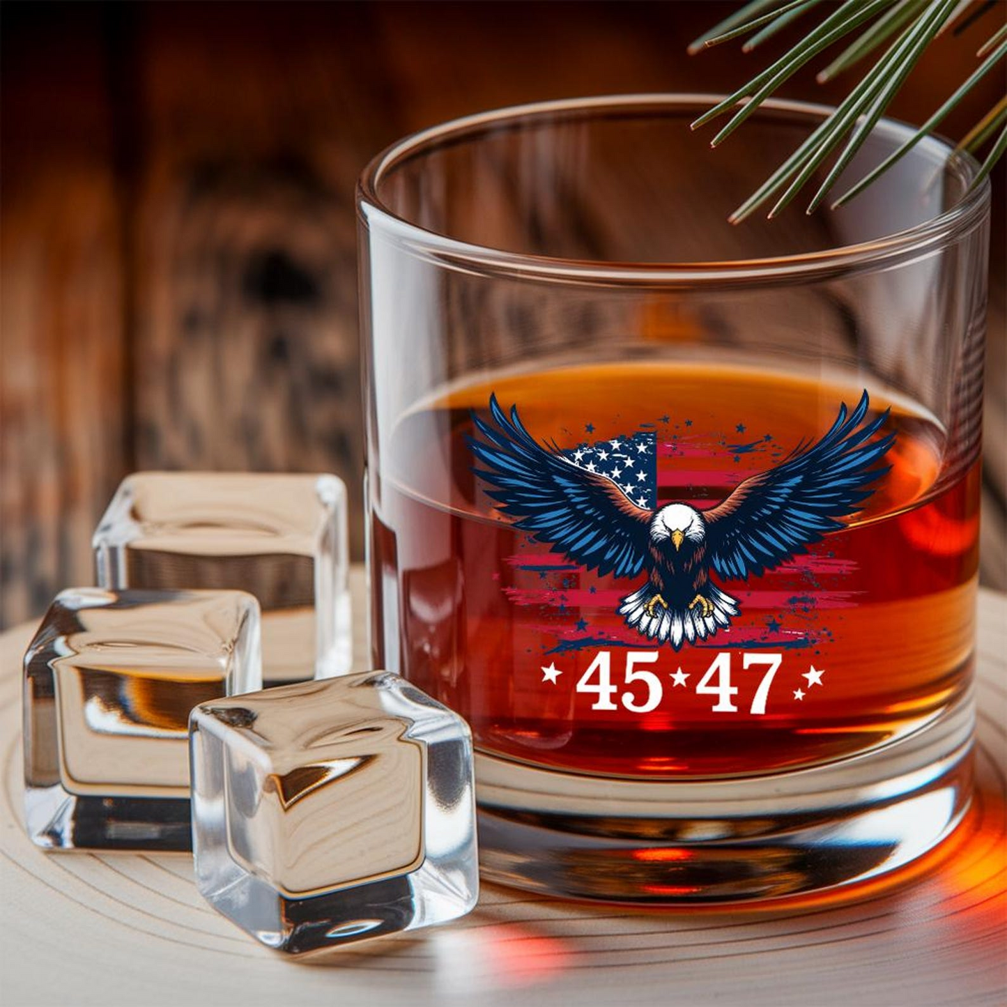 MAGA President Trump Graphics Decanter & Whiskey Glass Set | Patriotic Gift | Engraved Whiskey Decanter